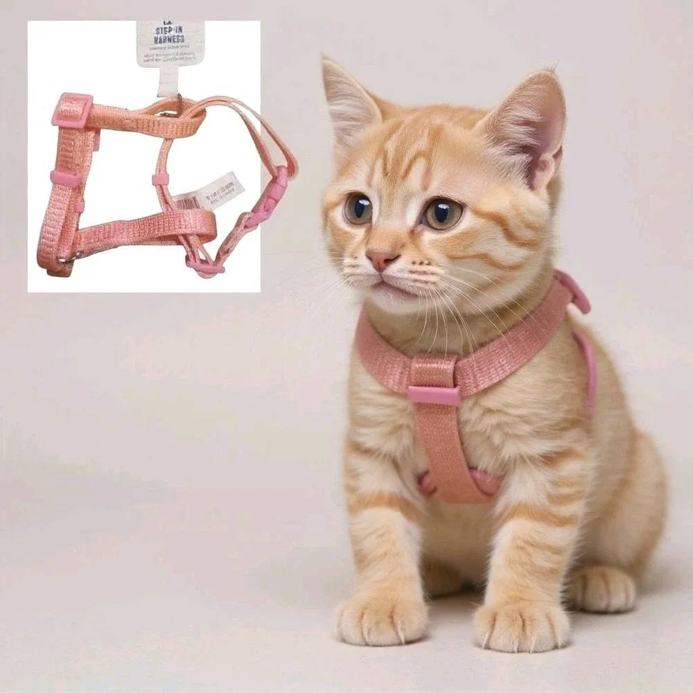 Whisker City Pink Adjustable Step-In Cat Harness Kitten Size Comfort Fit/NWT